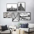 Черно-белая Картина на холсте пейзаж города мира Париж Лондон Нью-Йорк плакат принты в скандинавском стиле Настенная картина домашний декор