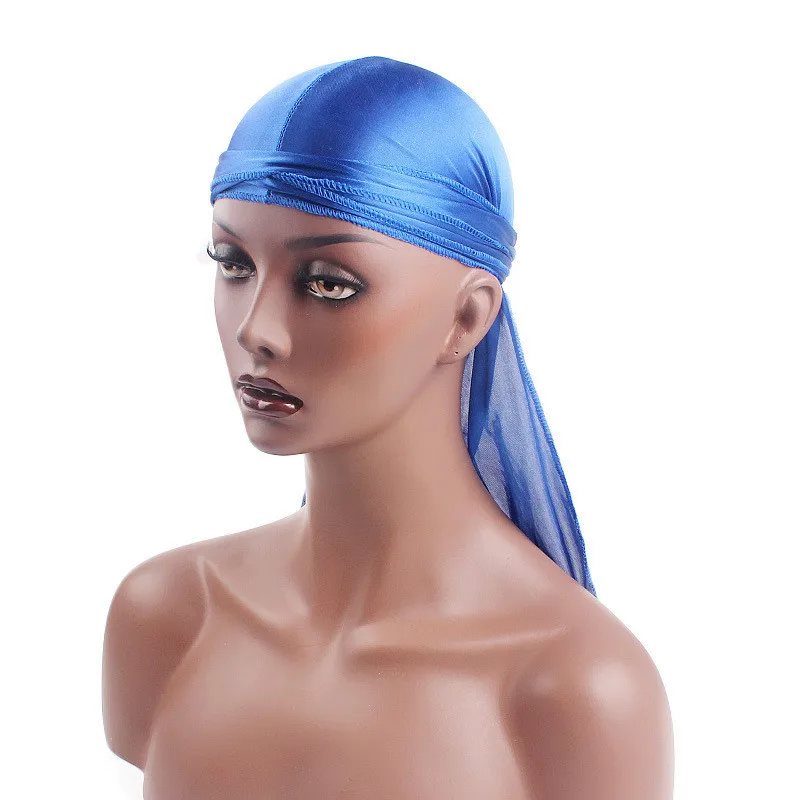 Fashion Silk Sejardin Colorful Military Camouflage Waves Long Tail Caps Bandana Turban Silky Durag Headwraps for Men and Women |
