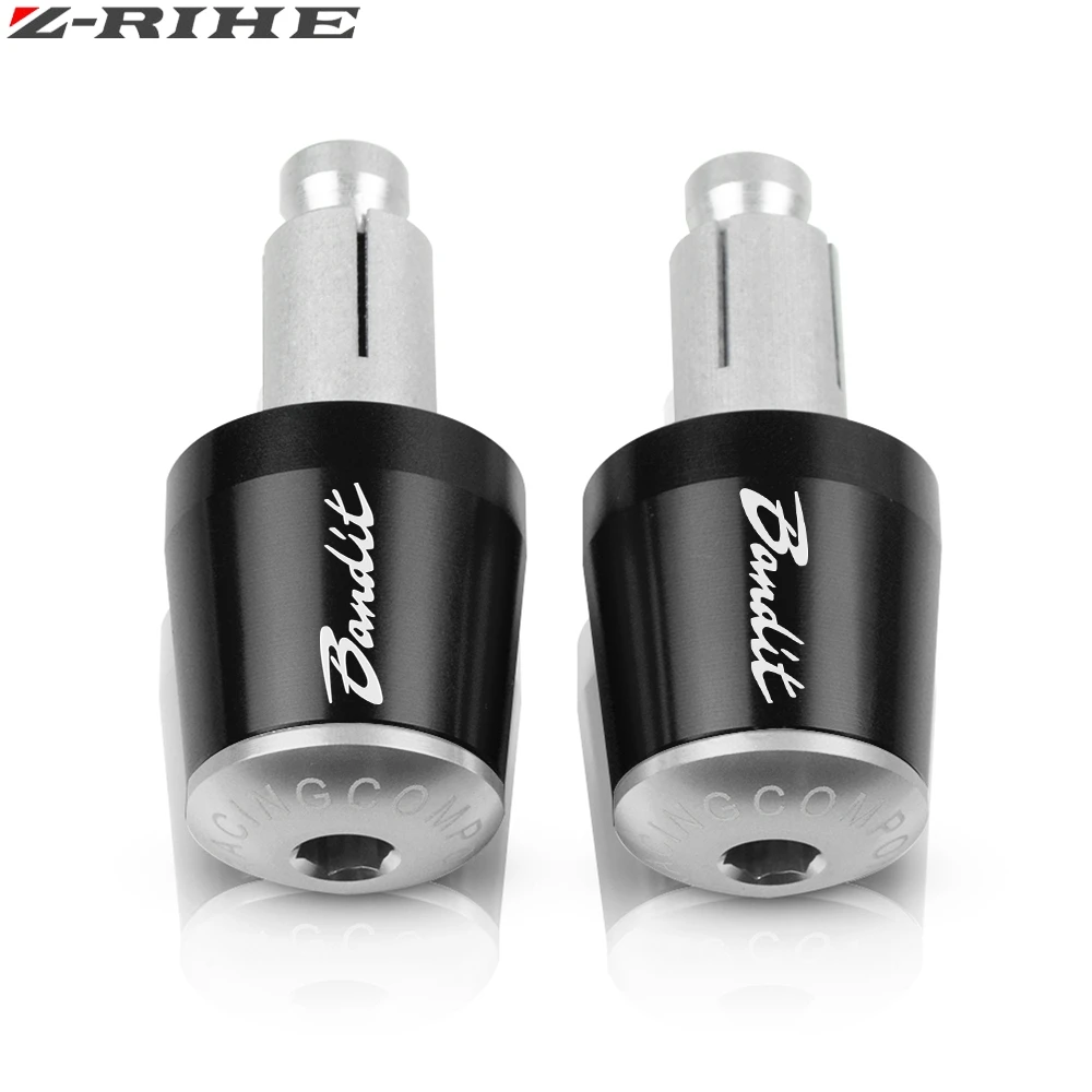 Black Silver Для SUZUKI GSF 250 600 600S 650 650S 650N 1200 1250 Bandit 650S мотоцикл 7/" 22 мм рукоятки «Грипсы» Торцевая крышка - Цвет: Black Silver