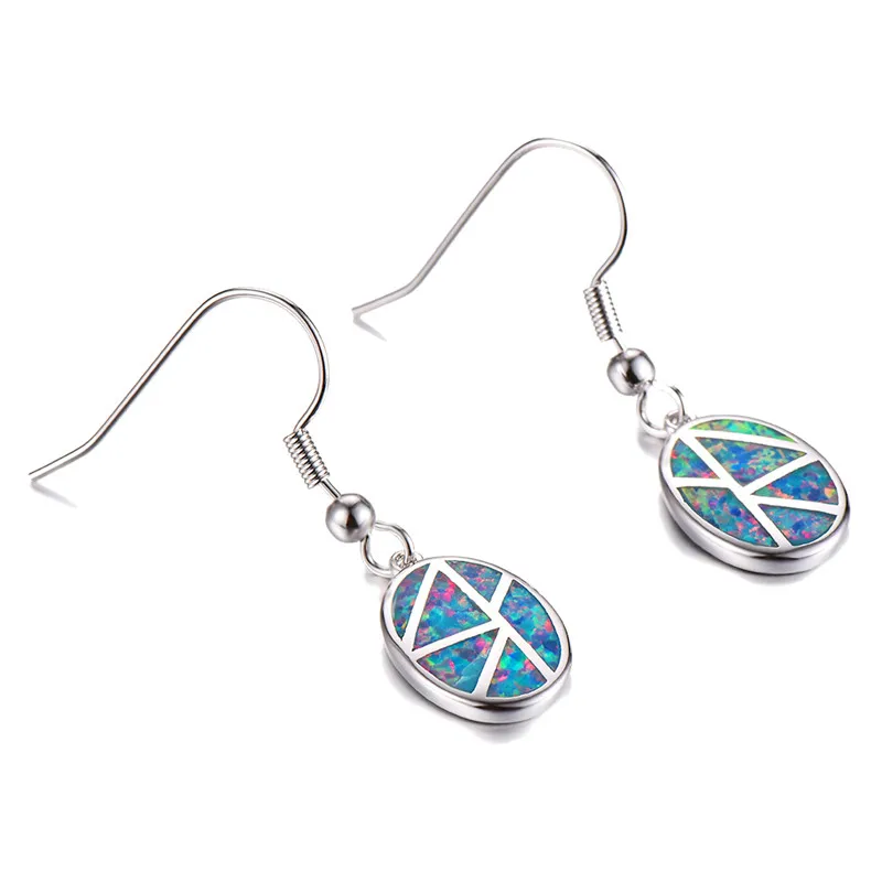 Милые женские серьги-подвески в стиле бохо с большим голубым и белым огненным