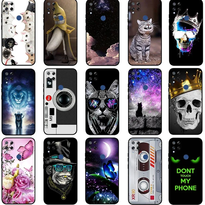 

Fashion Cartoon Silione Soft TPU Phone Case For Realme C15 C25 C12 7i Global Narzo 20 30A Casos Black Shockproof Coque
