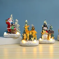 christmas decorations santa claus snowman deer resin crafts music luminous ornaments christmas gifts desk decor