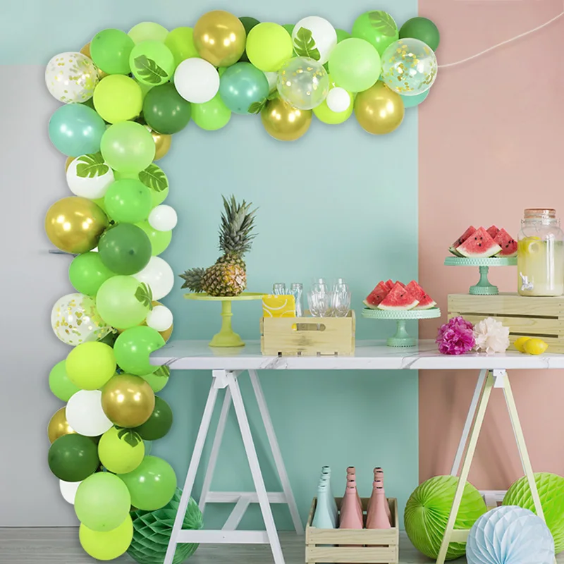 94Pcs Tropical Hawaiian Green Balloon Garland Arch Kit Ballon Chain Baby Shower Birthday Summer Hawaii Party DIY Decoration