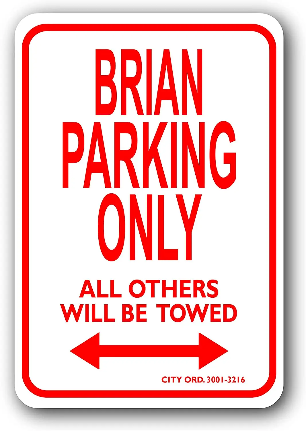 

Brian Mini Parking Sign Personalized Parking Sign Novelty Sign for Kids Room/Office Parking/Childrens Room/Man Cave