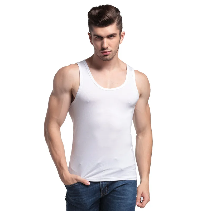 Мужская Летняя тонкая майка без рукавов из модала и хлопка для бодибилдинга