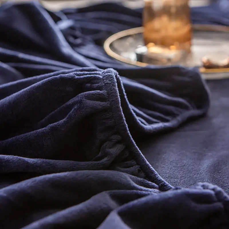 High-end Embroidery Elastic Bed Fitted Sheet Baby Velvet Anti-mite Mattress Cover Solid Color 1pcs Winter Warm Soft Queen | Дом и сад