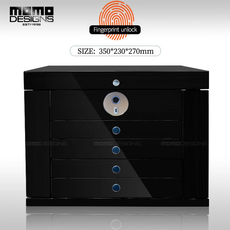 Деревянная коробка для драгоценностей разблокировка по отпечатку пальца