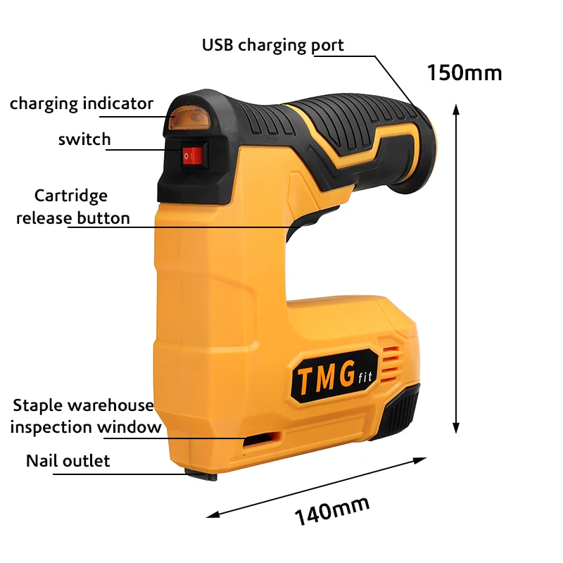 

Portable Cordless Electric Tacker Stapler Power Tool Furniture Staple Gun for Frame With 1000 Staples and Woodworking Nail Gun
