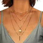 Женское ожерелье с подвеской, длинное многослойное ожерелье геометрической формы с треугольником, украшение в готическом стиле, пляжная одежда, 2020