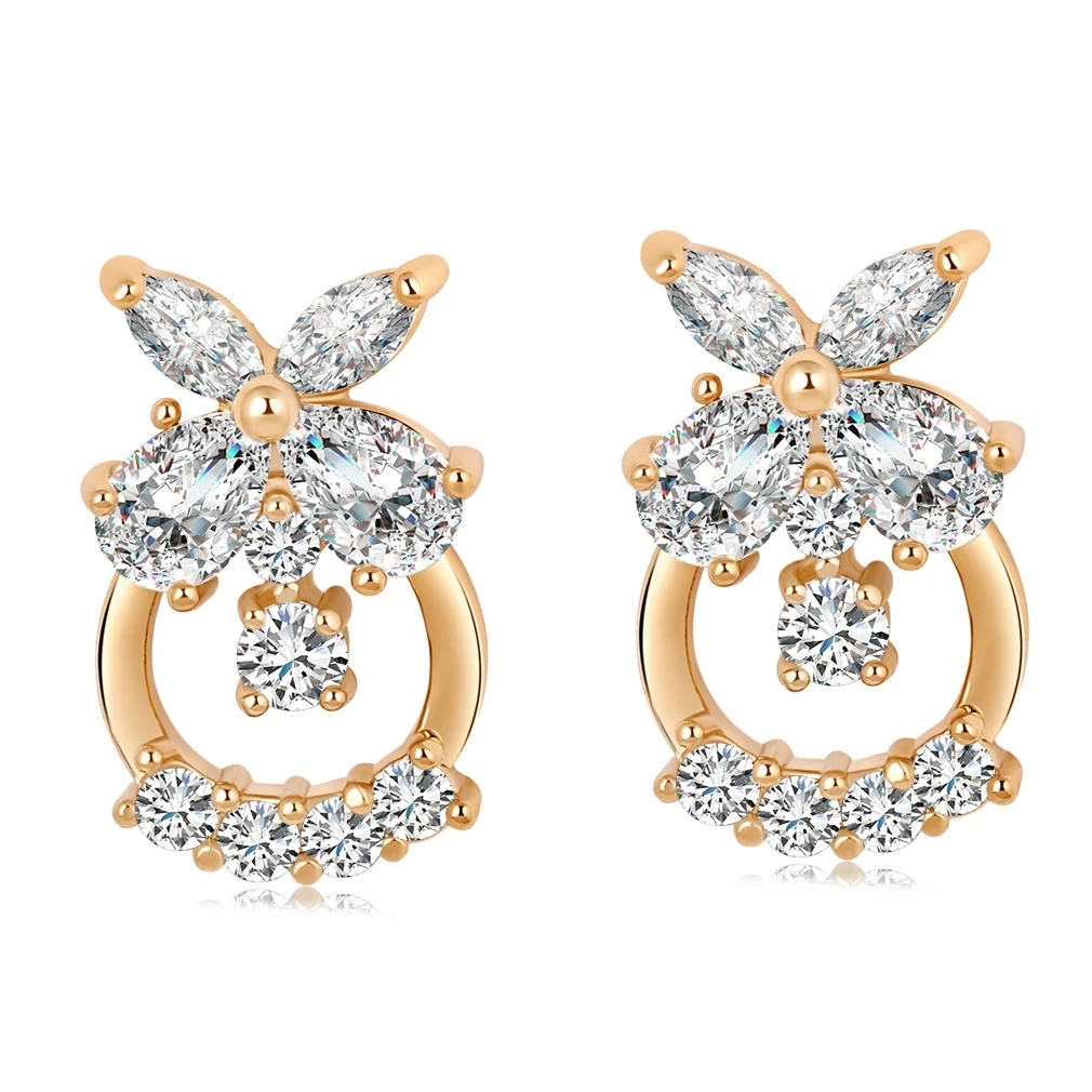 

Love & Annie White Cubic Zirconia Flower Stud Earrings Exquisite Circle Small Earring Romantic Gift Cute Earrings for Women