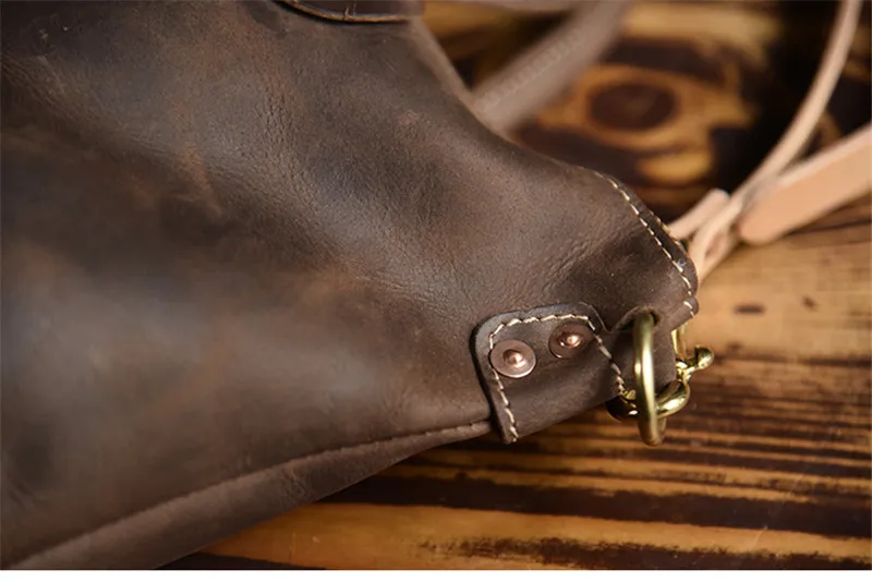 Retro fashion designer crazy horse cowhide men's portable briefcase weekend work office lawyer business shoulder messenger bag