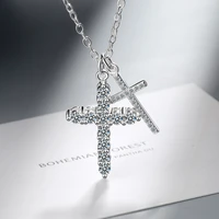 1 carat solitaire moissanite cross pendants for women solid 925 sterling silver handmade luxury necklace for engagement