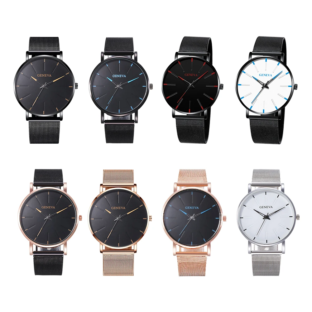 

Fashion Geneva Men Strap Watch Stainless Steel Analog Quartz Wrist Watch Male Clock Top Brand Luxury Relogio Masculino
