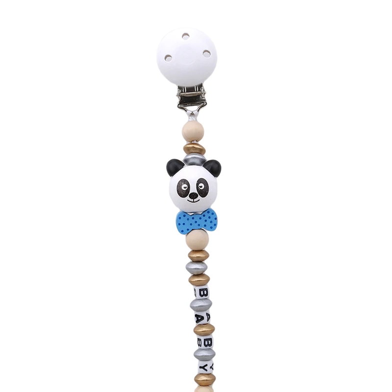 

New Baby Pacifier Clip Pacifier Chain Panda Shape Hand Made Cute Colourful Beads Dummy Clip Baby Soother Holder For Baby Kid
