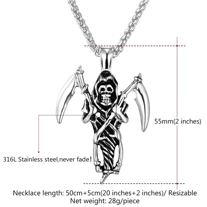 Ожерелья и подвески Collare в стиле панк-рок с черепом ожерелье из нержавеющей стали