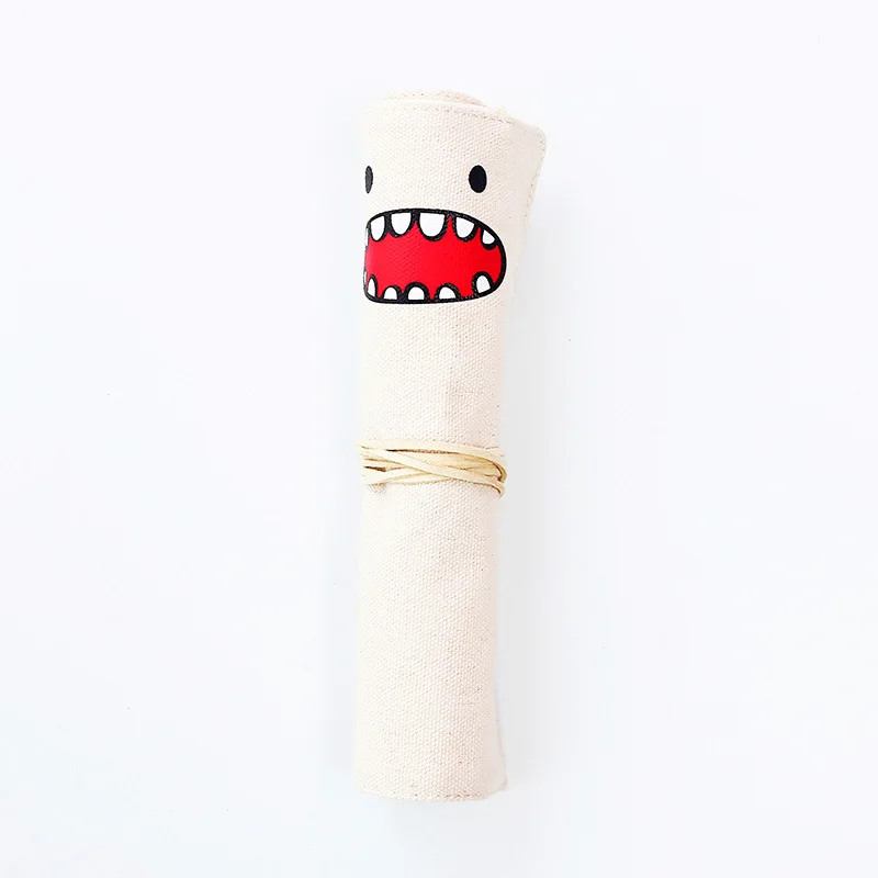 

Cute Roll Pencil Case Canvas Pen Curtain Multifunctional Creative Student Personality Pencil Bag Stationery Bag School Office