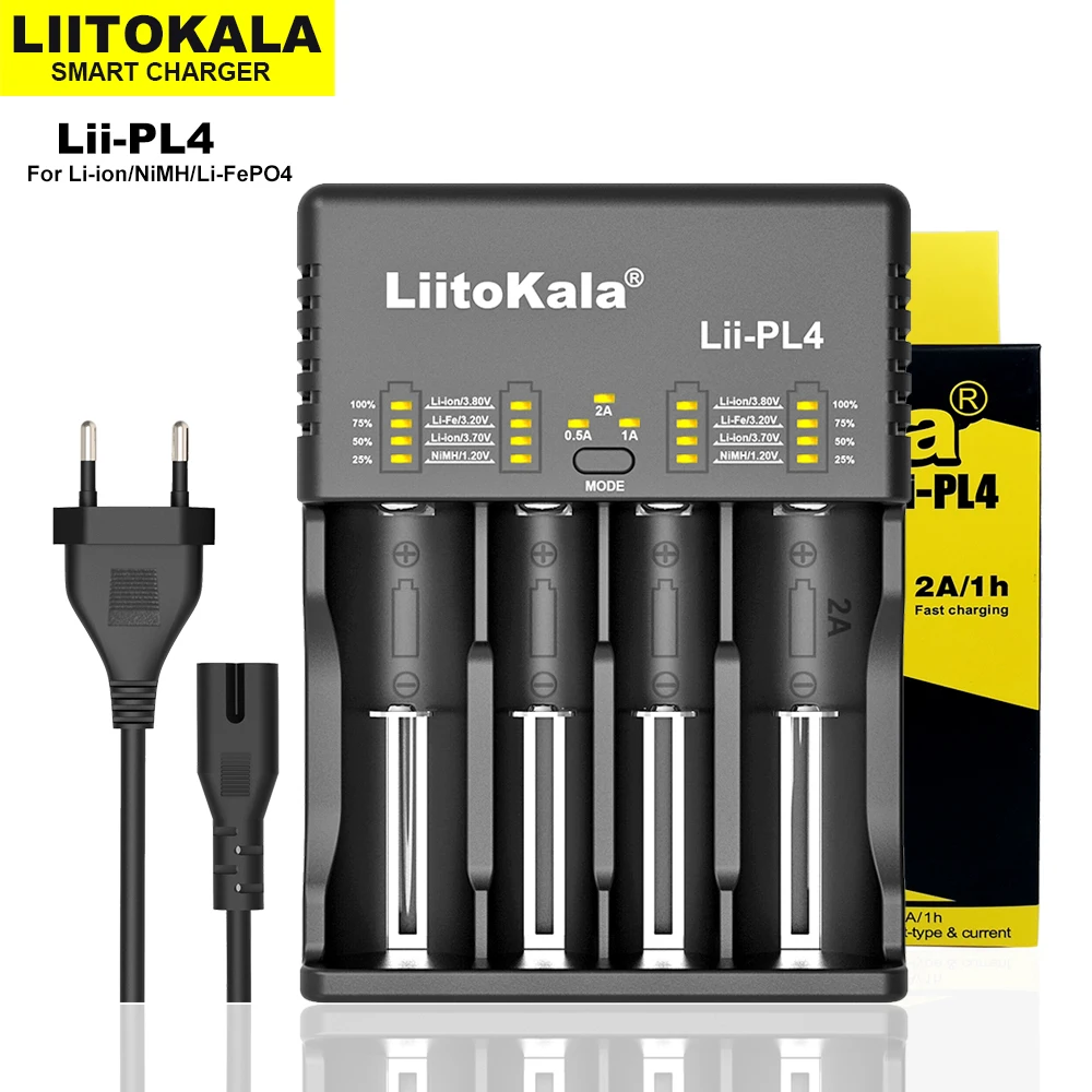 

Liitokala Lii-PL4 3.7V 18650 18350 18500 21700 20700B 20700 14500 26650 1.2V AA AAA NiMH Lithium-Battery Charger