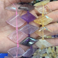 natural amethyst citrine rose quartz beads 15 rhombic square diy loose beads for jewelry making women beads necklace earring