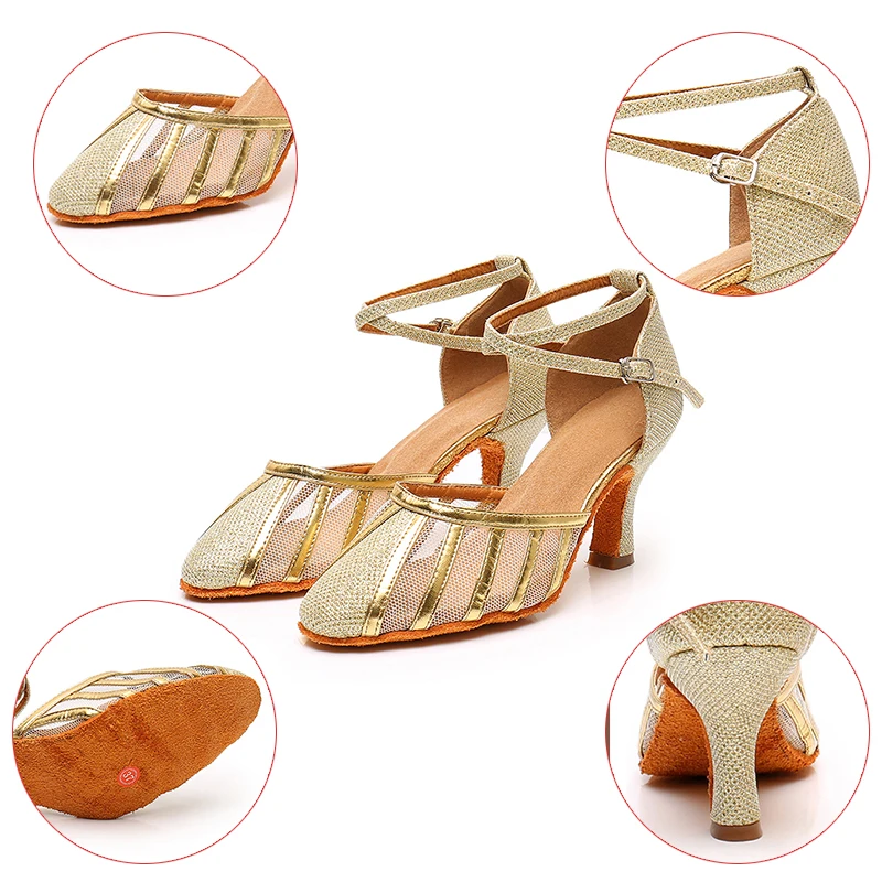 Туфли женские для бальных танцев обувь латинских дышащие сетчатые туфли с