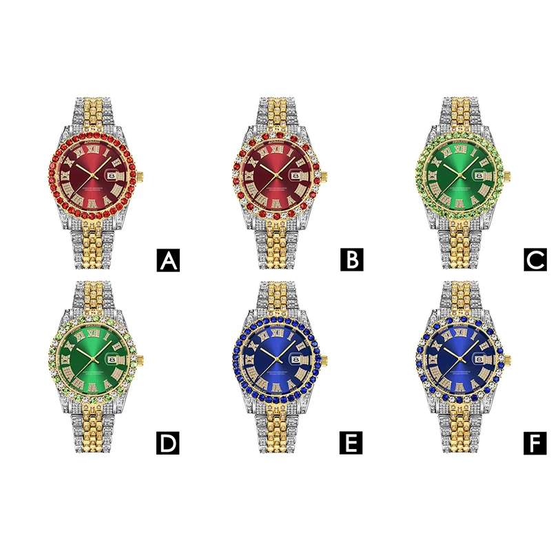 

Fashion Casual Men's Watches Quartz Full-Diamond Wristwatches Alloy Band Watch