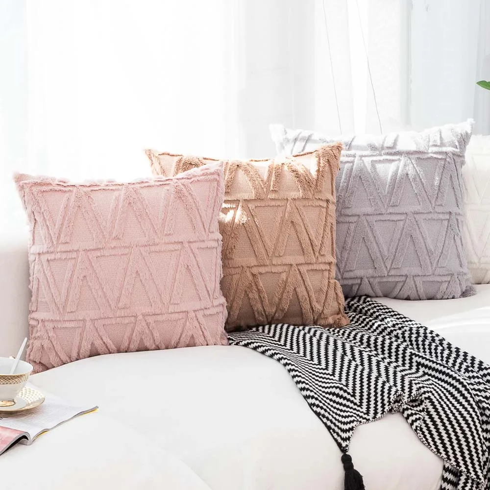 ADOREHOUSE полосатый пледы Наволочки с ворсовый хлопок квадратный наволочки