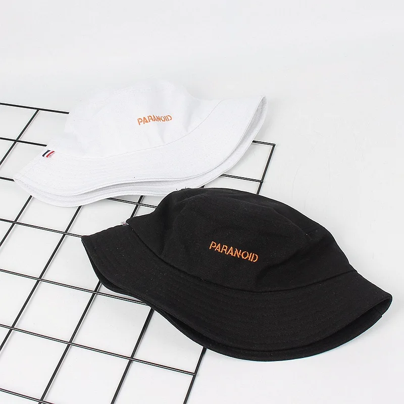 

PARANOID Letter Embroidery Fisherman Hat Fashion Hip-hop Men's Bucket Hat Couple Sun Protection Hat Trend Unisex Panama Bob Cap