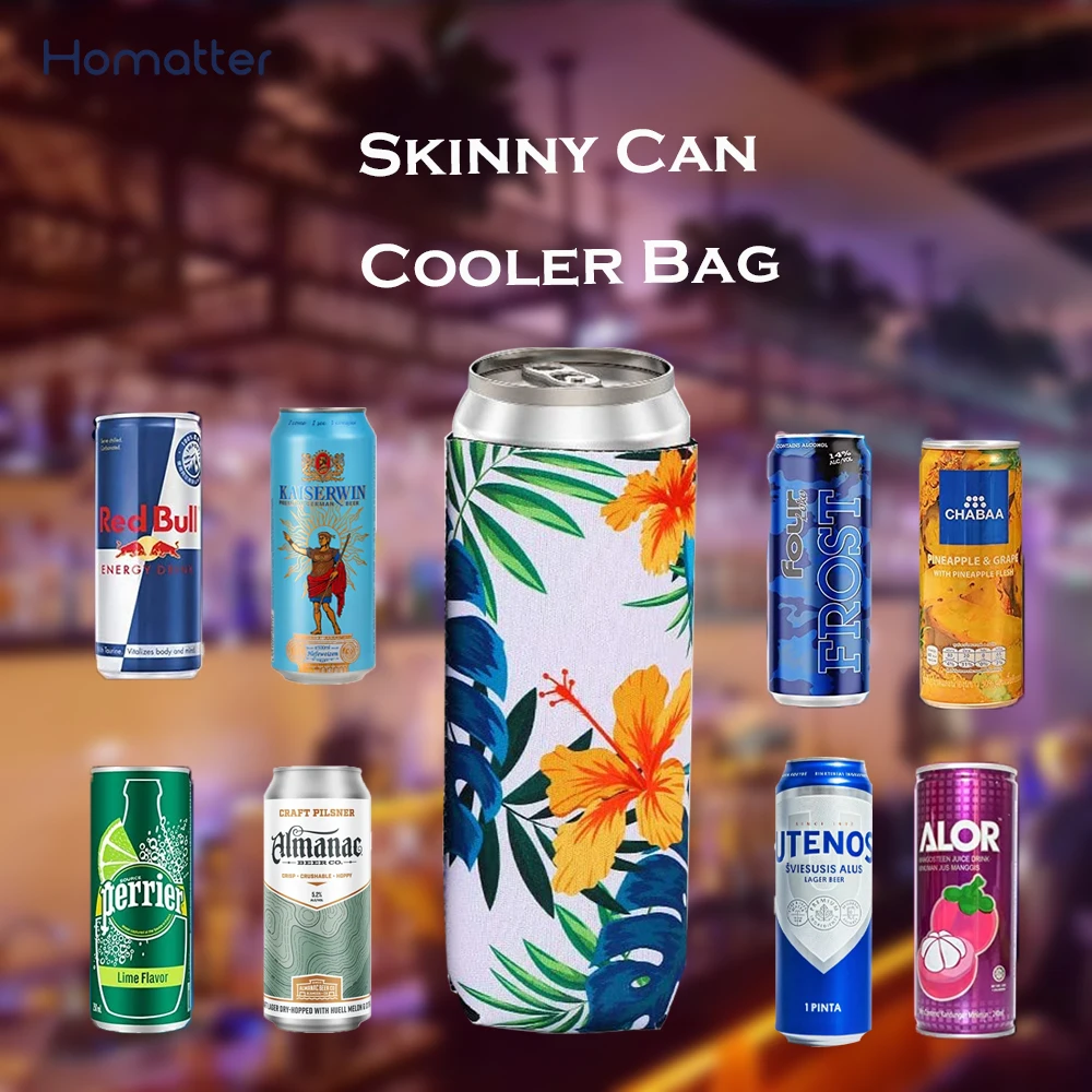 

Homatter 4pcs Skinny Can Cooler Bag, Wine Cooler Bag Beer Cooler For bottles cans Beer Holders 2oz Slim Energy Drink & Beer