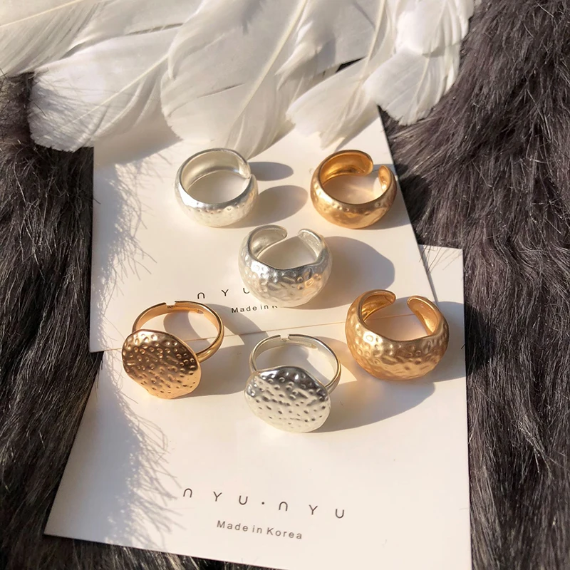 Женское Открытое кольцо SRCOI золотистое/серебристое с круглой поверхностью