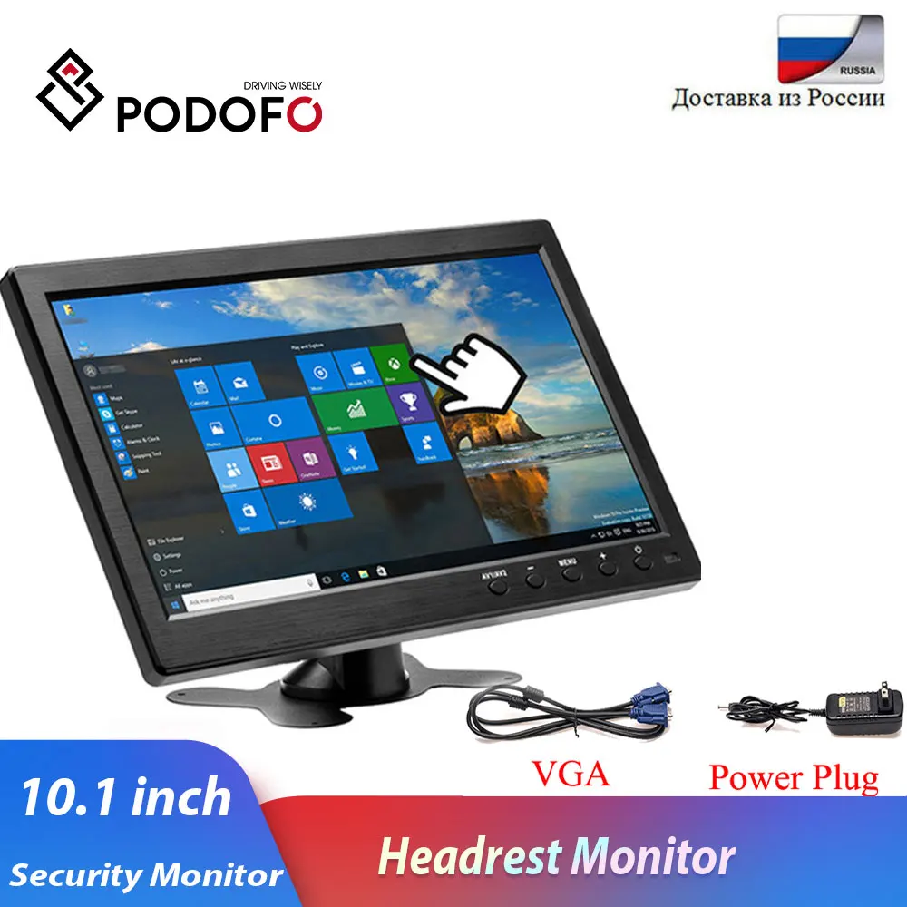 Podofo 10," ЖК-дисплей HD подголовник автомобиля монитор HDMI/VGA/AV/USB/SD ТВ армированный чехол для телефона из поликарбоната и 2 канала видео Вход Security Monitor DVD плеер с Динамик
