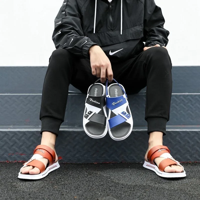 

Men's antiskid waterproof deodorant men's new fashion sports shoes one way sandals