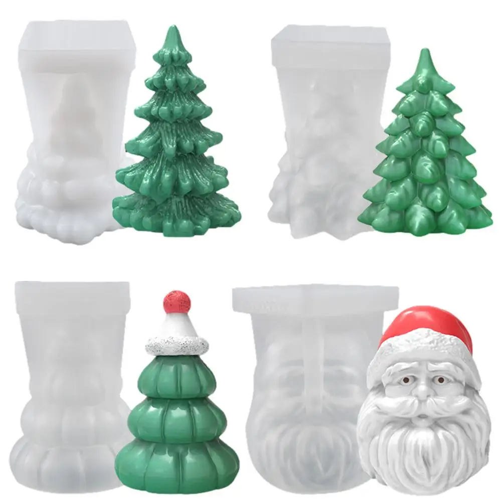 

3D Christmas Silicone Candle Mold DIY Handmade Candle Molds Santa Claus Tree Snowman Epoxy Plaster Soap Chocolate Mould