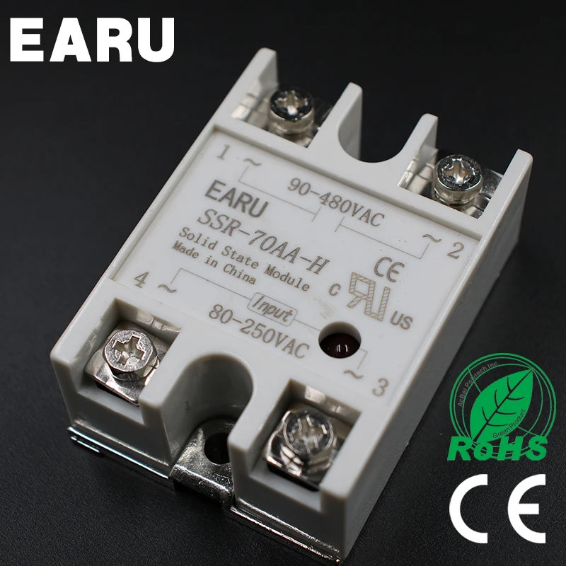 Твердотельное реле SSR-70AA-H 70A 80-250V AC TO 90-480V AC SSR 70AA-H реле, регулятор твердотельного сопротивления