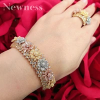 newness luxury five flower bangle ring sets fashion dubai bridal jewelry sets for women wedding brincos para as mulheres