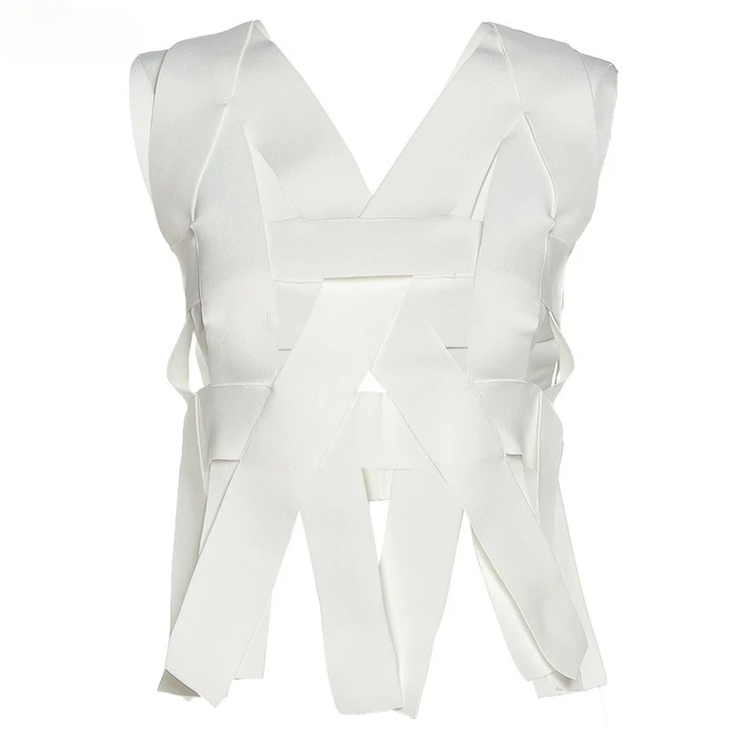 

Hollow Out Hot Sexy Backless Crop Tops Women 2020 New Solid Streetwear Skinny Party Clubwear Sleeveless Slim Female Tanks