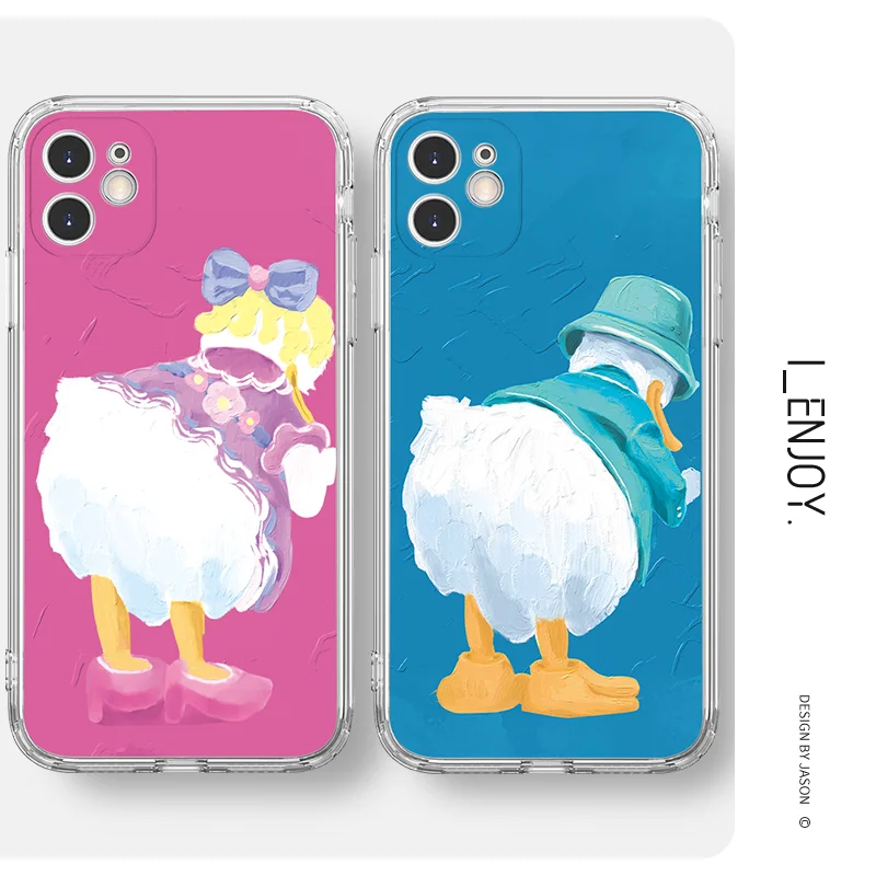

Original Soft Transparent Couple Cartoon Shockproof Phone Case Cover for Apple iPhone 13 12 11 Pro Max X XR XS 8 7 Plus SE 2020