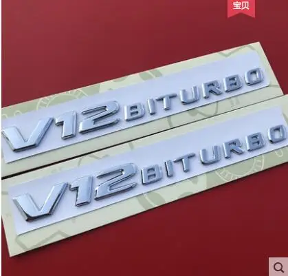 2 шт. 2017 + OEM для Мерседеса V12 BITURBO эмблема крыла хромированный значок S63 S65 CL65 больше