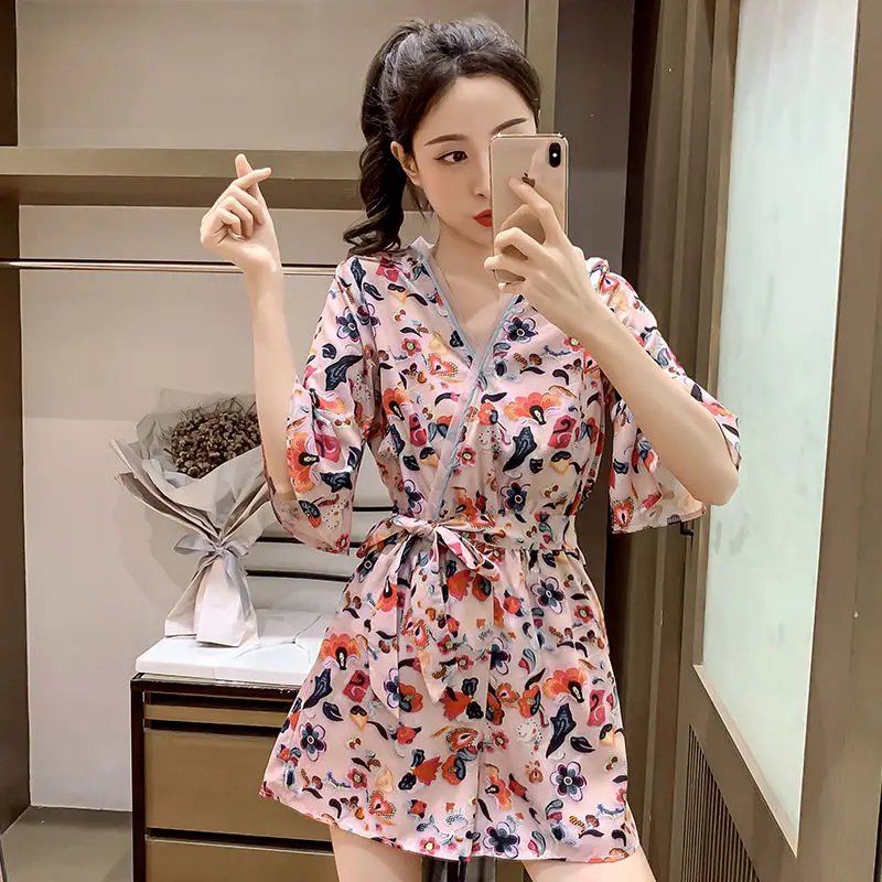 Женский комбинезон с цветочным принтом Летний широкими штанинами бантом 2020 T31 |