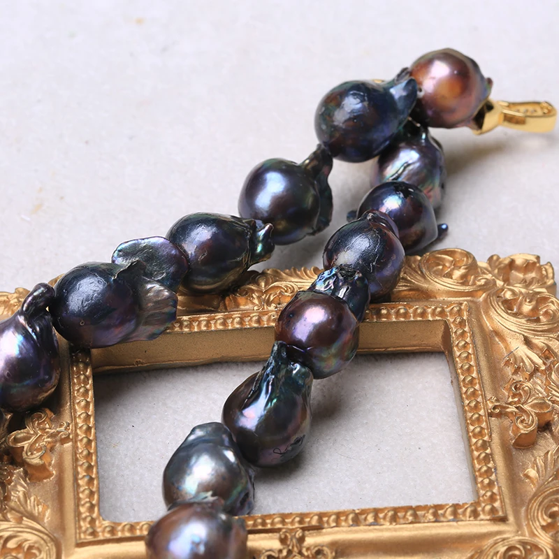 Цепочка из натурального черного барочного жемчуга чокер длинное ожерелье 45/50/55 AA