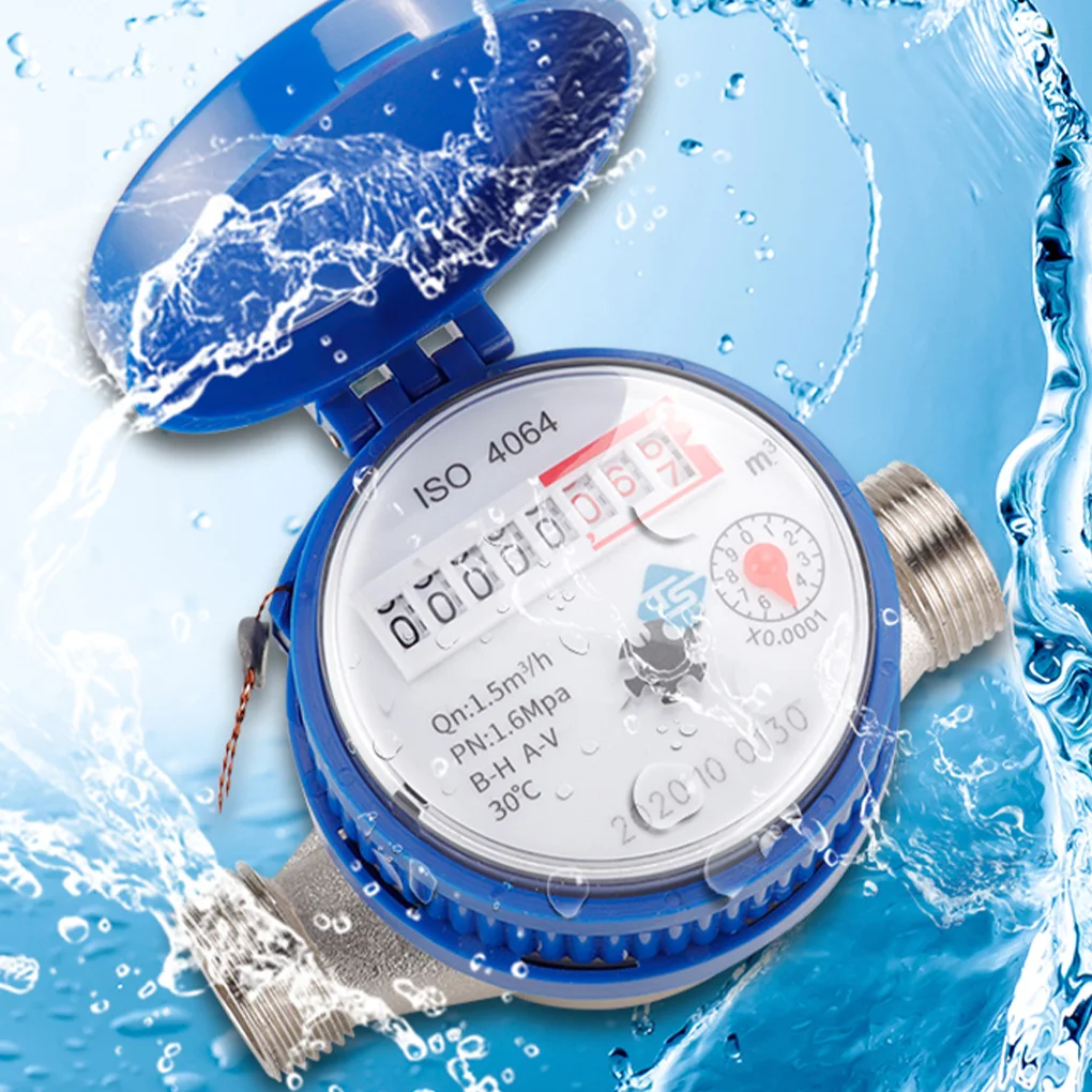 

Water Meter Mechanical Rotary Wing 0-30℃ Cold E-TYPE 1/2" - 3/4" Qn 1.5m3/h Precision 0.0001m3 with All Copper Connector