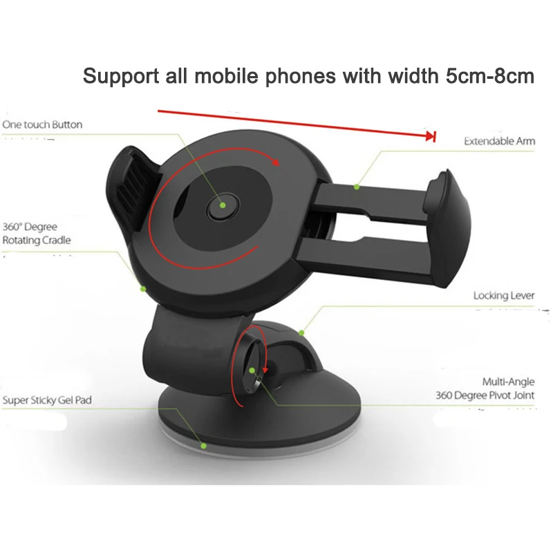 melonboy universal rotation car phone holder for iphone xiaomi samsung gps phone holder stand support sensing paste suction cup free global shipping
