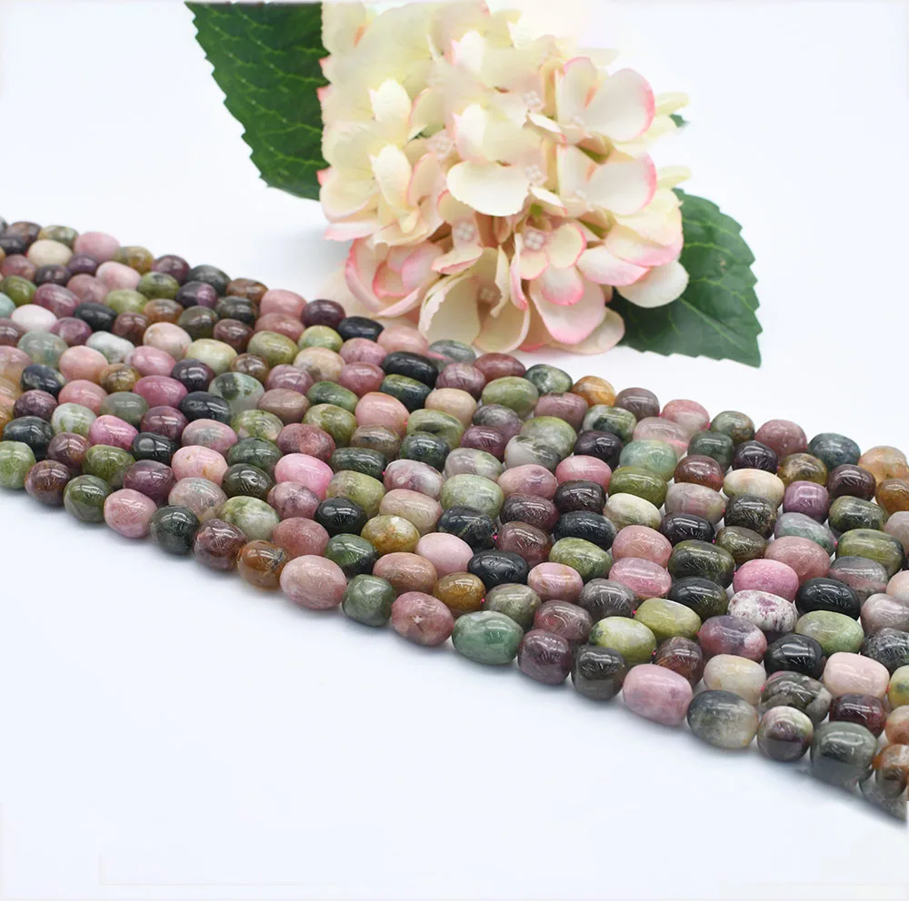 High Quality Brazil Natural Genuine Colorful Purple Green Pink Blue Tourmaline Multi-color Bracelet Tube Irregular  beads