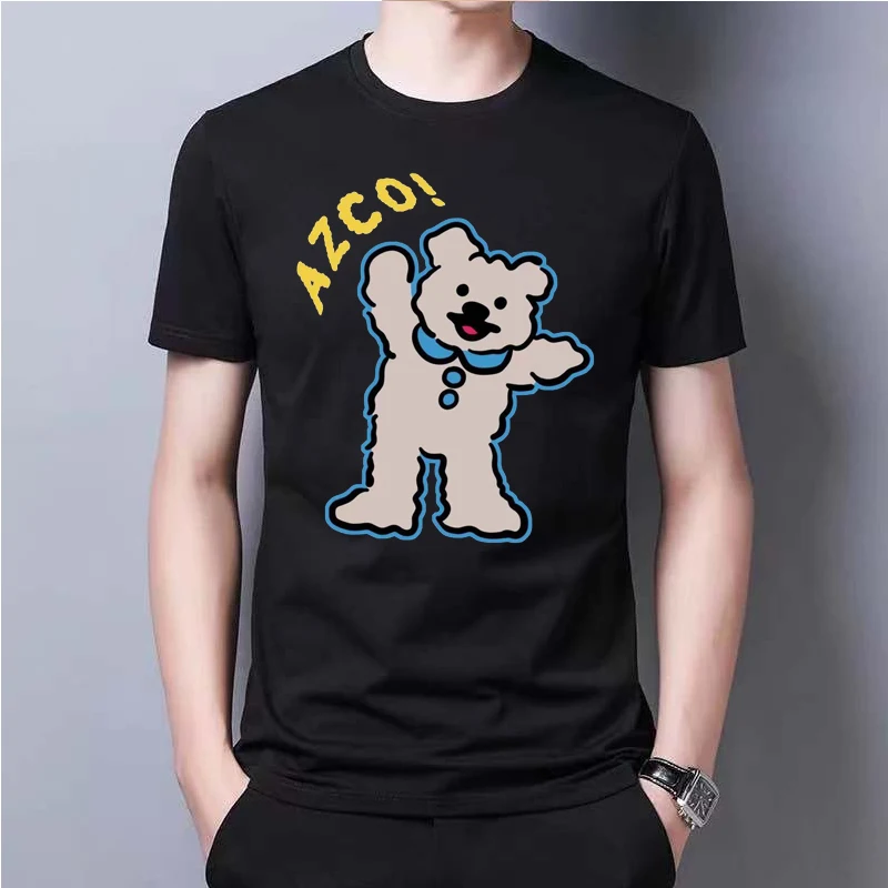 

New summer menswear high-quality shirt interesting fashion design cute bear print casual T-shirt male T-shirt couple style