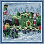 Рождественский поезд, наборы для вышивки крестиком, зимний пейзаж, Рисунок 14 карат, 11карат, холст, печать, вышивка, праздничный декор, набор для рукоделия, подарки