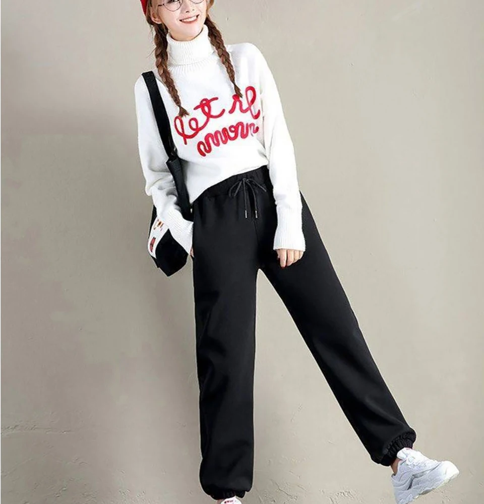 Зимние женские спортивные штаны для тренажерного зала флисовые брюки однотонные