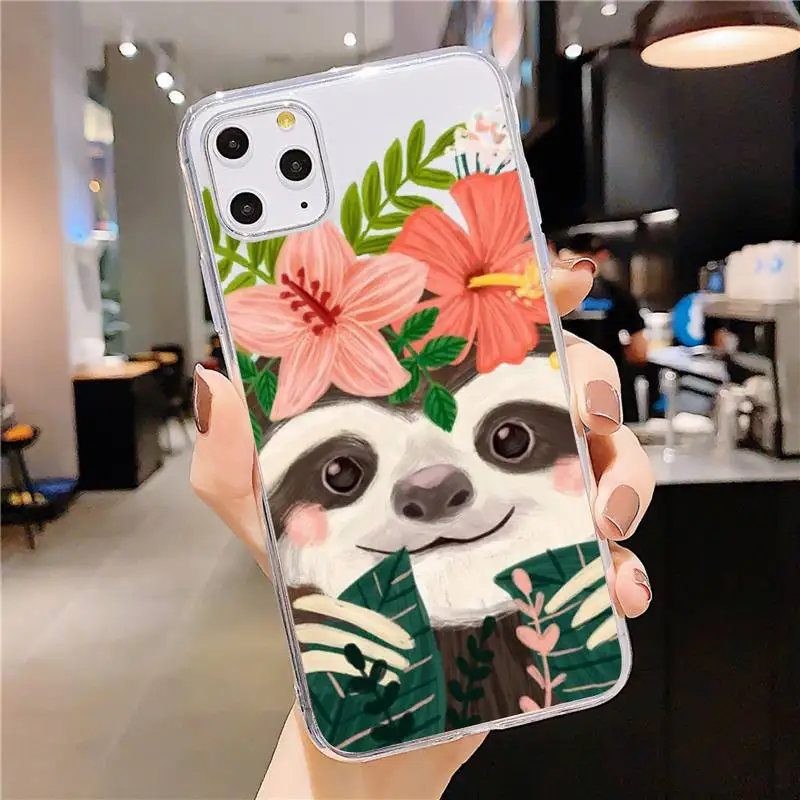 

Sloth Cute Animal high quality Phone Case Transparent soft For iphone 5 5s 5c se 6 6s 7 8 11 12 plus mini x xs xr pro max