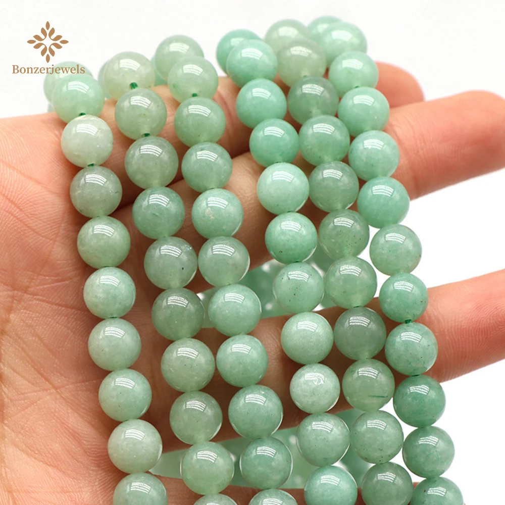 

Natural Stone Green Aventurine Round Loose Beads 15" Strand 4 6 8 10 12 MM Pick Size For Jewelry Making