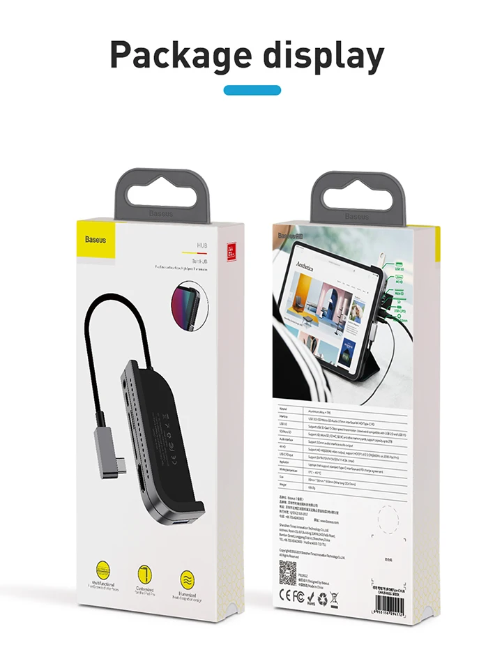 Baseus Мульти USB C концентратор к HDMI USB 3,0 type C концентратор для iPad Pro несколько портов USB-C type-C usb-хаб адаптер для MacBook Pro Air