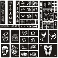 new design reusable henna stencils wolf tiger letter glitter airbrush stencils for painting pochoir tatouage impresora tattoo