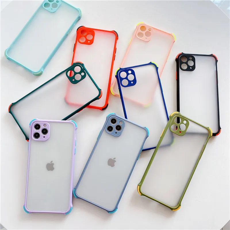 

Transparent Matte Phone case For iPhone 12 Mini 11 Pro XS Max X XR 7 8 Plus Silicone Frosted Camera Protection Back Cover