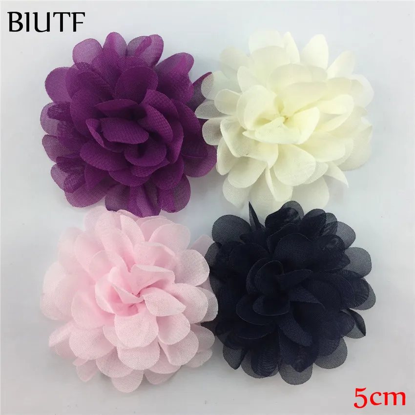 10 шт./лот девочка 5 см искусственные шифоновые цветы с/без зажима для волос